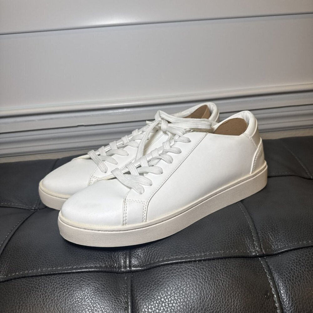 Thousand Fell Lace Up Vegan Leather Sneakers, Women's 9 (White/White)